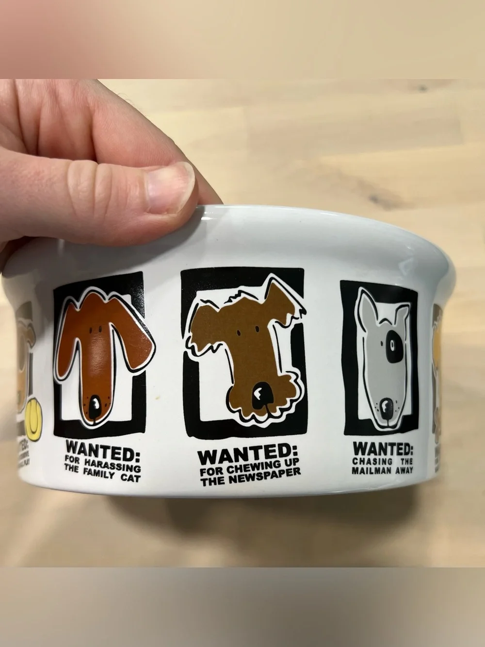 Vintage Signature Housewares Mug Shots Non-Skid Ceramic Dog Bowl Collectible